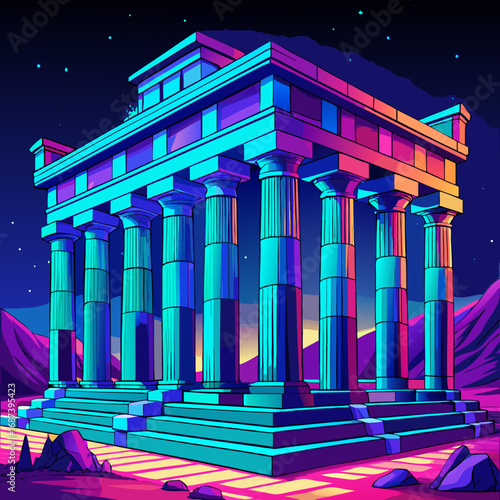 temple of apollo at night