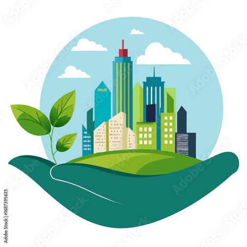 green city skyline with city