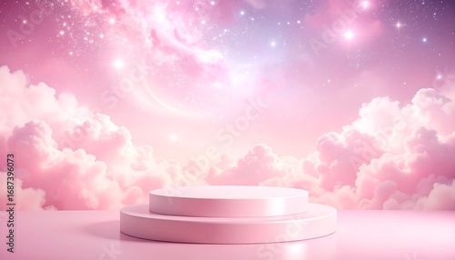 Pastel pink product display podium
