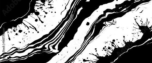 Vector style black and white realistic liquid marble background