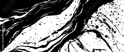 Vector style black and white realistic liquid marble background