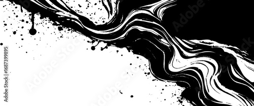 Vector style black and white realistic liquid marble background