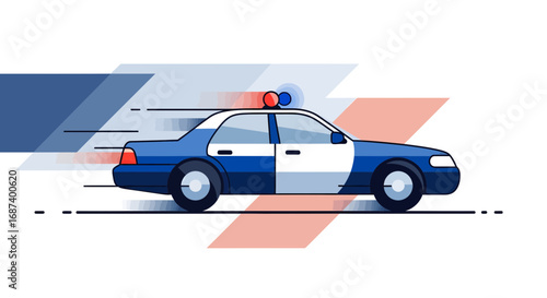Emergency Response on Urban Streets, Digital Illustration, Fast-Paced Environment, Side View, Law Enforcement Concept