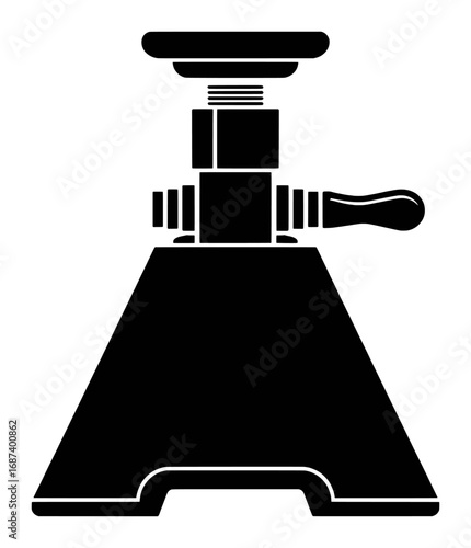 Black Silhouette of a Car Jack on a White Background