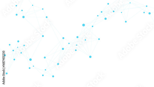 Abstract science and technology background with blue connecting dots and lines. Futuristic communication, chemistry, and neurons