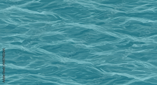 Illustration of a serene blue water surface with gentle ripples and waves