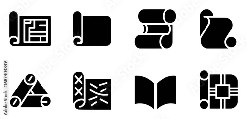 Collection of Rolled Paper and Document Icons