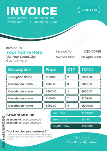 A new invoice design with good quality print ready	