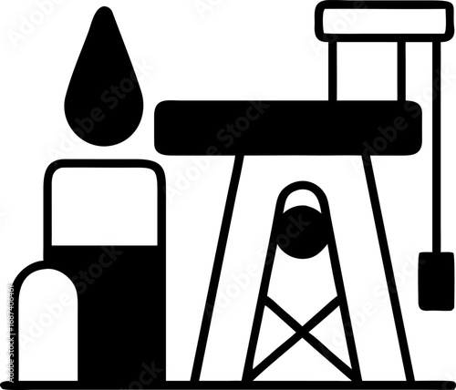 Oil Rig and Oil Drop Icon Energy Industry Symbol