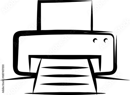 An illustrative representation of a printer, showcasing its paper output. This graphic art depicts a simple, yet effective design that can be used for various creative projects