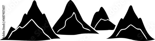 Minimalist black mountain range graphic vector illustration, an iconic and versatile design element ideal for various digital and print applications