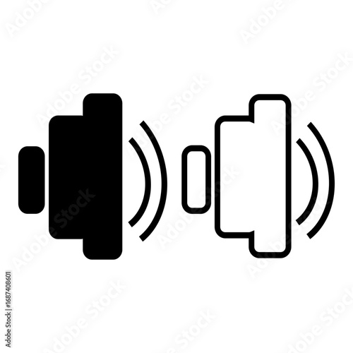 Speaker Icon: Minimalist black and white speaker icon, representing sound and audio, ideal for various design applications.