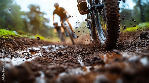 Mountain Biking Muddy Trail Adventure.