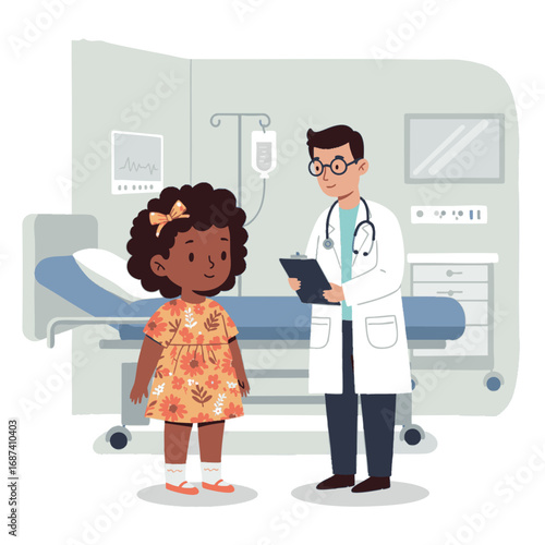 doctor and patient kids curly hair