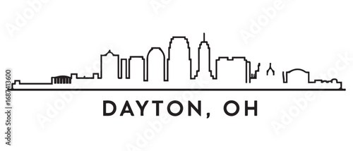 Dayton, OH Line Art skyline, silhouette. Vector illustration. with white background