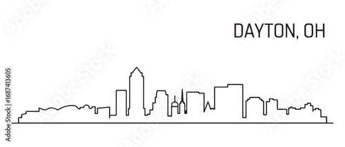 Dayton, OH Line Art skyline, silhouette. Vector illustration. with white background