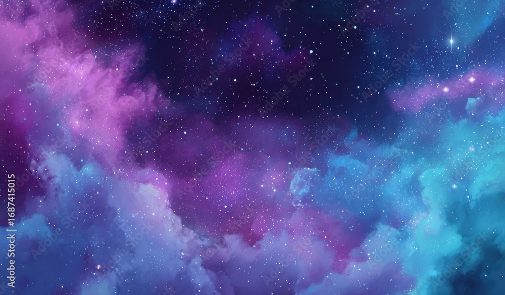 Fototapeta premium Cosmic clouds of vibrant nebulae, speckled with stars