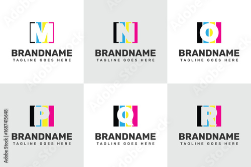 Letter M N O P Q R Printing CMYK Logo, symbolizing printing, color, and creativity