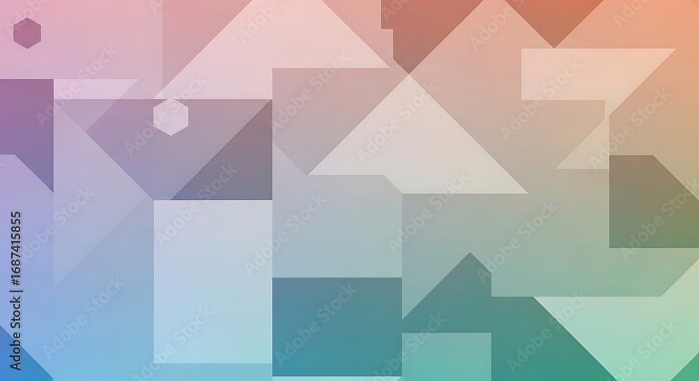 Fototapeta premium Modern Geometric Abstract Background with Overlapping Polygons and Gradient Color Blends, Creating a Dynamic and Harmonious Digital Pattern for Contemporary Design Projects