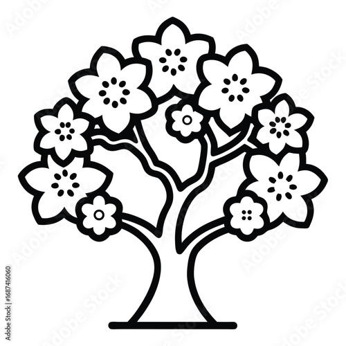 cherry blossom tree outline