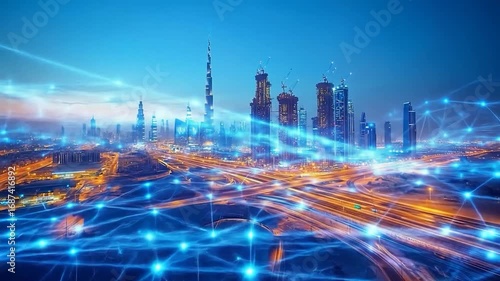 Wallpaper Mural Cityscape network at twilight Torontodigital.ca