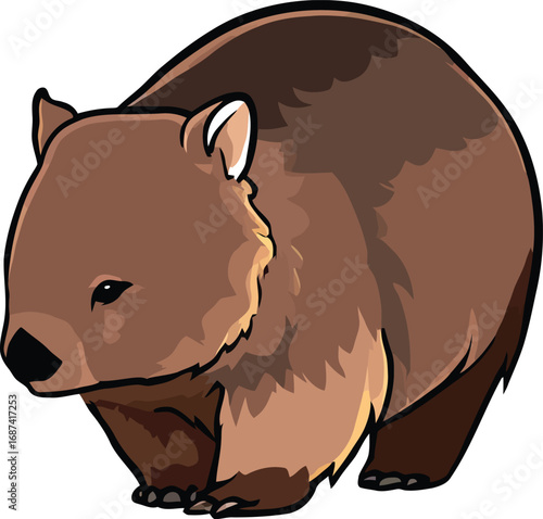 Cute cartoon a illustrator vector wombat