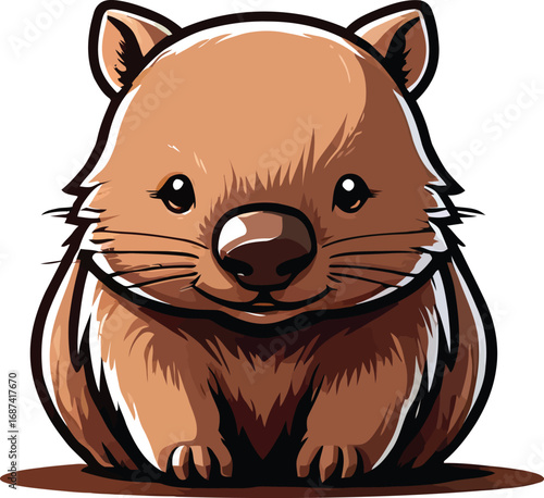 Cute cartoon a illustrator vector wombat