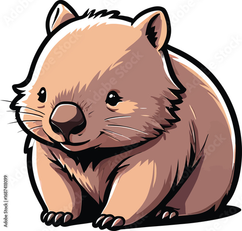 Cute cartoon a illustrator vector wombat