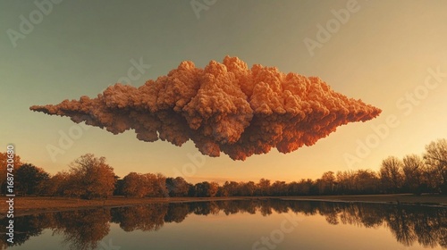 Sunset Cloud over Calm Lake