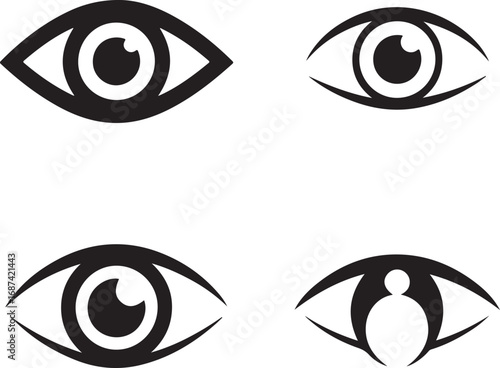 Stylized eye icons in black and white graphic symbol
