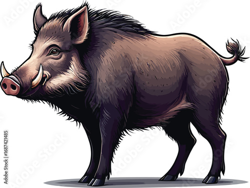 Cute cartoon a illustrator vector wild boar