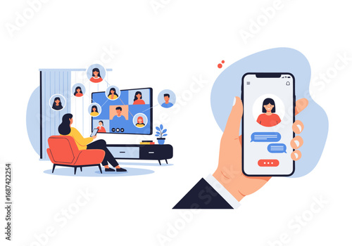 Connecting people through digital communication platforms and mobile devices for social interaction and collaboration