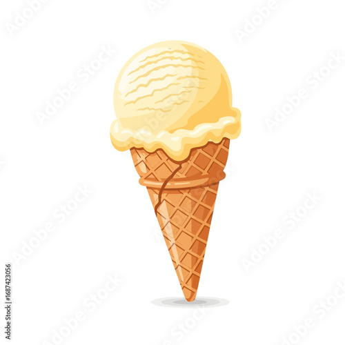 Creamy Vanilla Ice Cream in a Waffle Cone