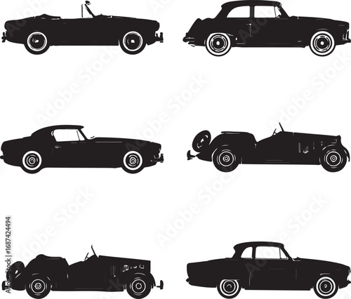 Vintage automobiles silhouettes vintage cars classic cars