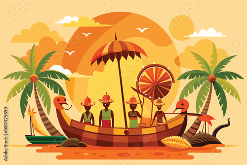  Kerala Boat Festival with Traditional Music and Palm Trees