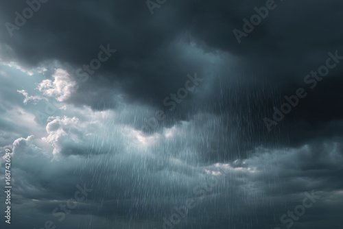 Dramatic rain clouds, dark stormy sky