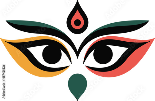 Abstract Durga Eyes Illustration Symbolizing Power and Feminine Energy