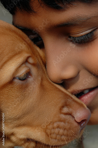 Wallpaper Mural heartwarming moment of child and puppy gazing into each other eyes pure joy and trust that exists between them Torontodigital.ca
