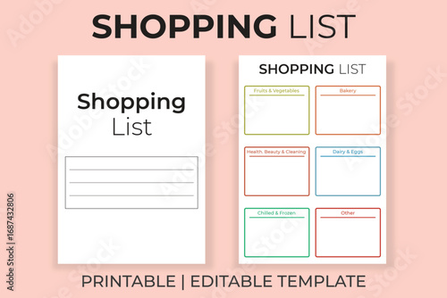 Shopping List Printable and Editable Template