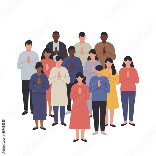 Diverse Group of People Praying Together.