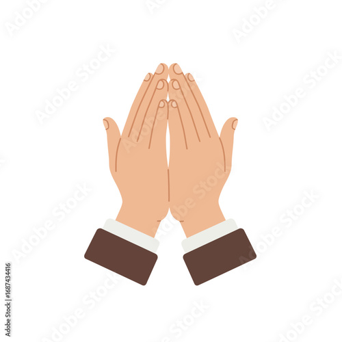 Person Praying Hands in Humble Gesture.