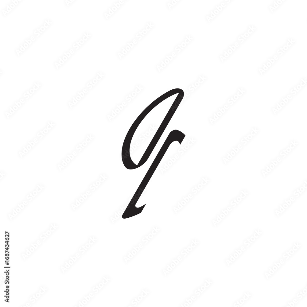 Obraz premium curved oval shape alphabet initial logo vector DI gaming monogram Black letter