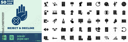 Minimal Solid Reject and Decline Icons Set for Mobile Apps and UI Design
