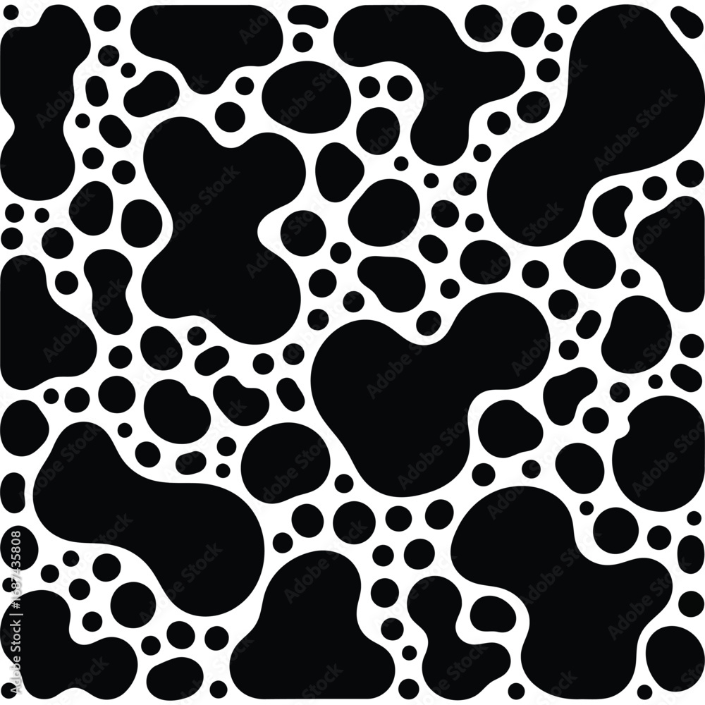 Fototapeta premium Abstract black organic shapes pattern minimalist organic blob pattern vector