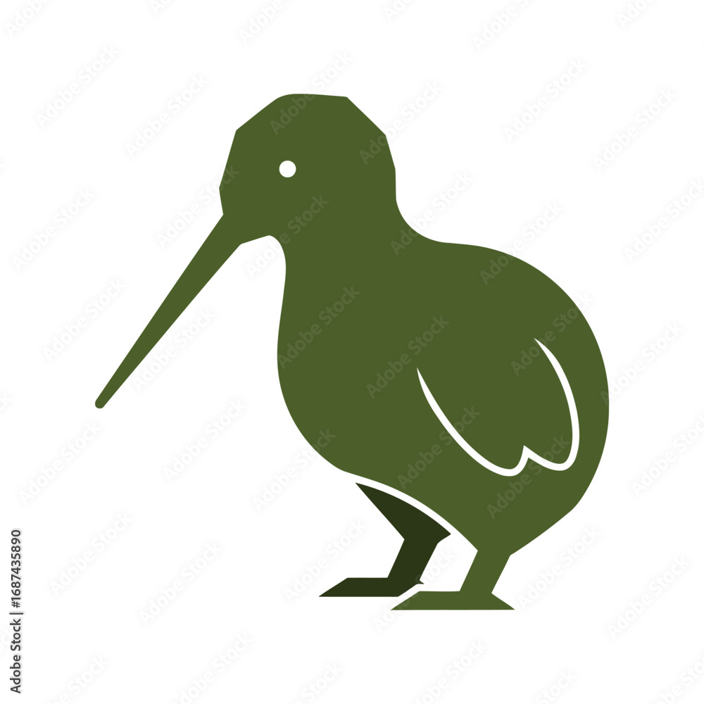 Fototapeta premium Kiwi bird silhouette simple graphic icon nature wildlife avian creature fauna flightless vector