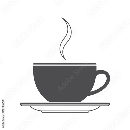 Simple coffee cup steaming hot beverage icon elegant minimalistic drinkware vector graphic vector
