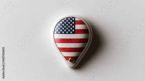 Location Pin Icon with the United States Flag Design on a White Background
