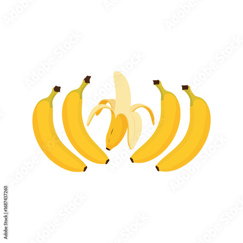 Healthy ripe bananas bunch fruit food diet vegetarian isolated natural vector