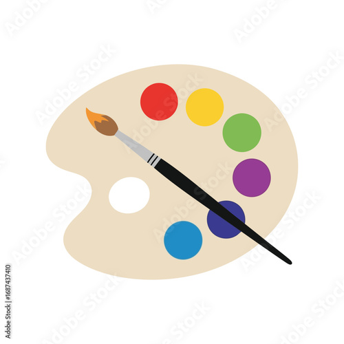 Artist paint palette brush colorful creative art supplies hobby drawing painting vector