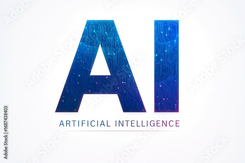 Wallpaper Mural Bold blue ai letters with the words artificial intelligence below on a clean white background symbolizing technology and innovation Torontodigital.ca